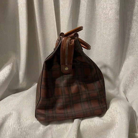 Vintage Polo Ralph Lauren Tartan Plaid Brown and Black Weekend Travel Bag - Picture 5 of 11